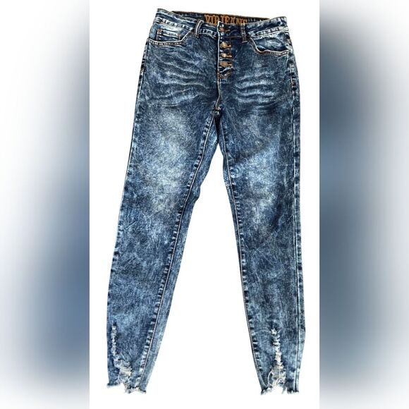 VIP Distressed Skinny Blue Jeans - Picture 1 of 11